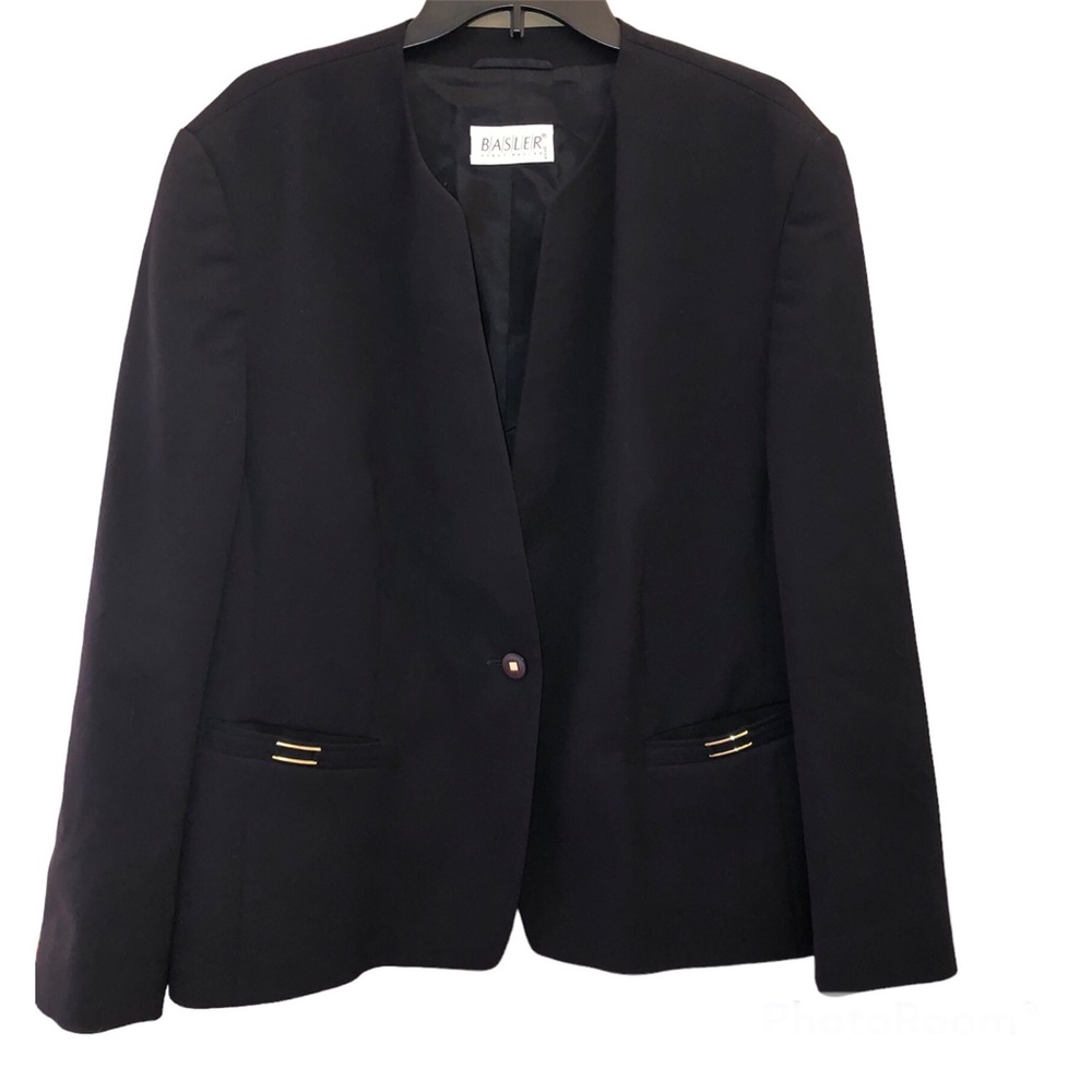 Basler Single Button Wool Blend Blazer‎ Blue Black 46